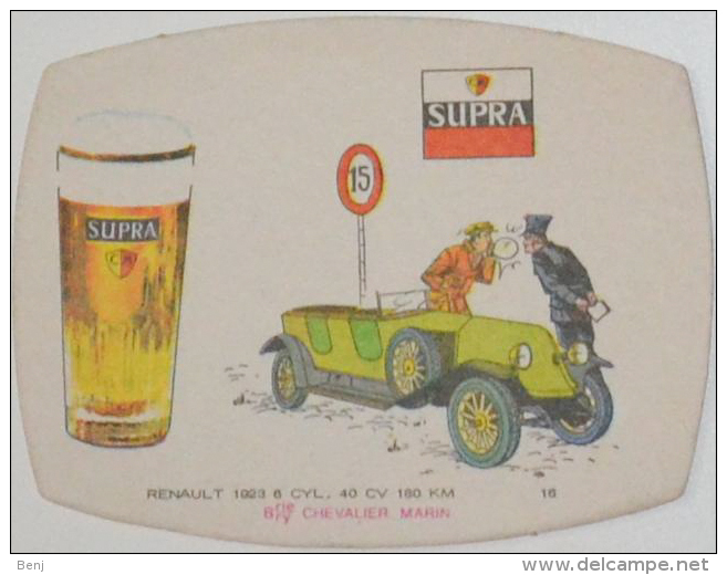 Sous-bock SUPRA Chevalier Marin Voiture Auto RENAULT 1923 N°16 Policier Alcootest Bierdeckel Beermat Bierviltje (CX) - Sous-bocks