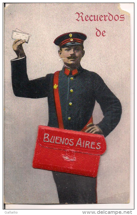 ARGENTINE CARTE A SYSTEME RARE RECUERDOS DE BUENOS AIRES FACTEUR - Argentine