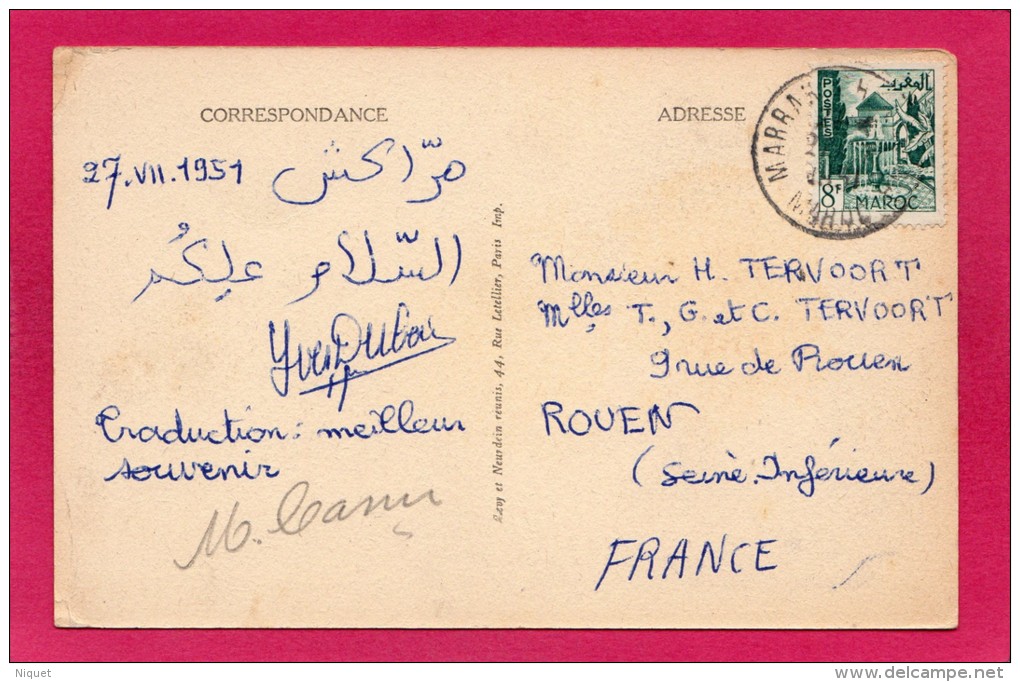 MAROC MARRAKECH, Route De Bab Doukklalla, Les Remparts, Animée, 1951, (L. L.) - Marrakesh