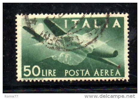 BIN243 - ITALIA 1945 , Posta Aerea Il 50 Lire Verde N. 132  Usato . - Poste Aérienne