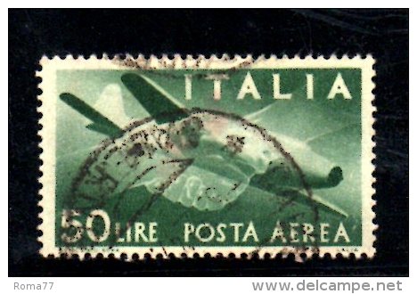 BIN247 - ITALIA 1945 , Posta Aerea Il 50 Lire Verde N. 132  Usato . - Poste Aérienne