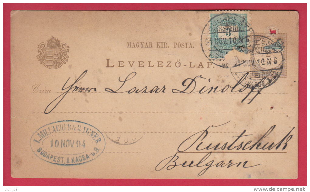 202919 / 1894 - 2+3 F. - BUDAPEST - Rustschuk  ROUSSE BULGARIA ,  Stationery Hungary - Postal Stationery