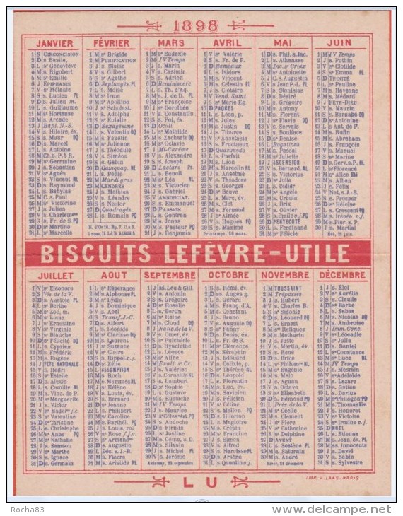 PUB LU - LEFEVRE UTILE - Calendrier , Chromo - ENFANTS 1898 , 4 Volets Complet - Petit Format : 1901-20