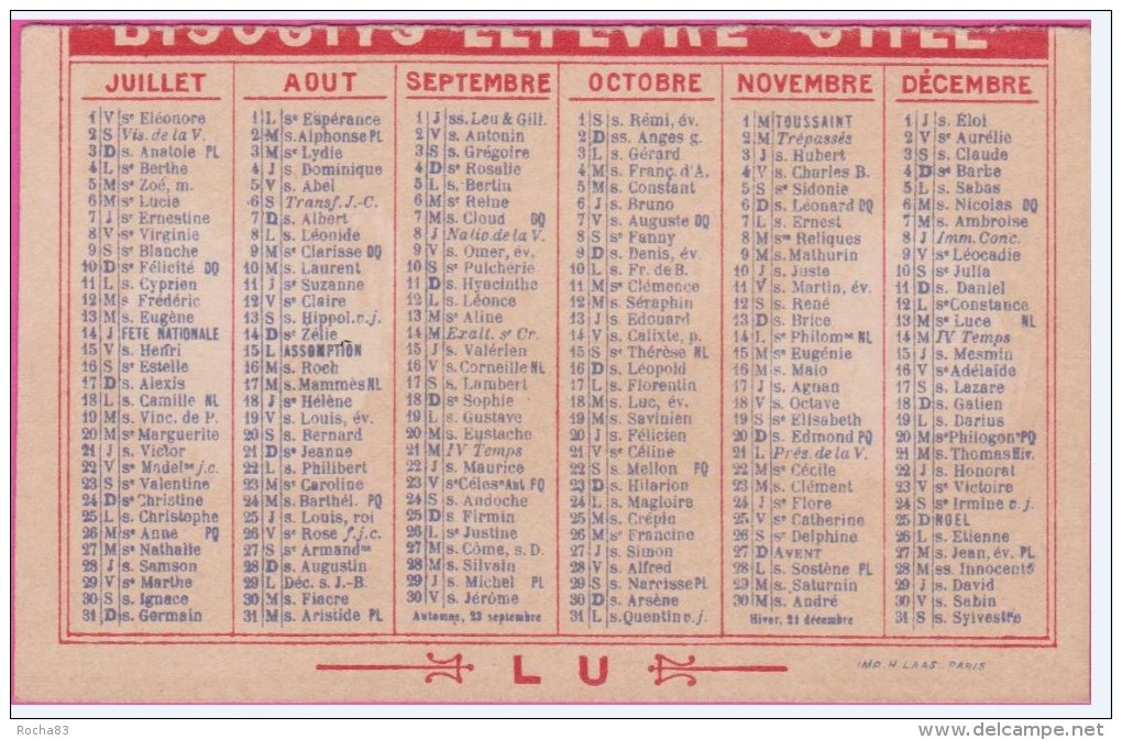 PUB LU - LEFEVRE UTILE - Calendrier , Chromo - ENFANTS 1898 , 1 Volet 2 ème Semestre - Small : 1901-20