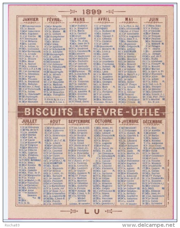 PUB LU - LEFEVRE UTILE - Calendrier , Chromo - PIQUE NIQUE 1899 , Complet 4 Volets - Formato Piccolo : 1901-20