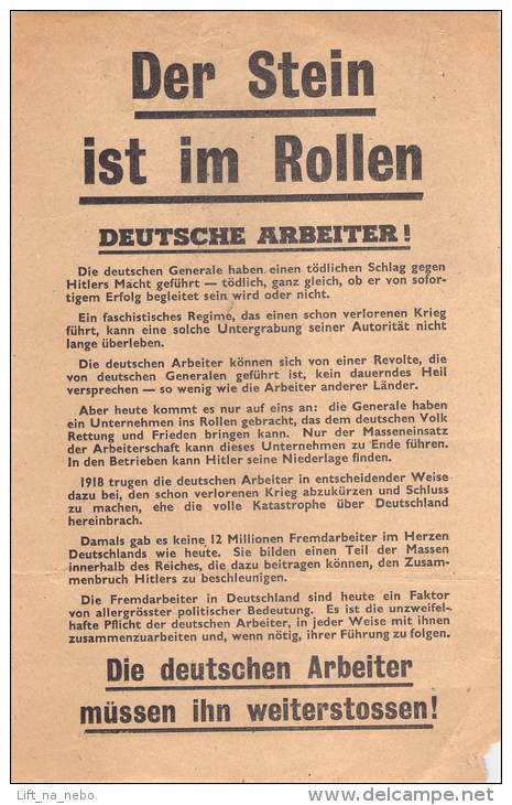 WWII WW2 Propaganda Tract Leaflet Flugblatt, Code XG20, Der Stein Ist Im Rollen, FREE SHIPPING WORLDWIDE - Non Classés