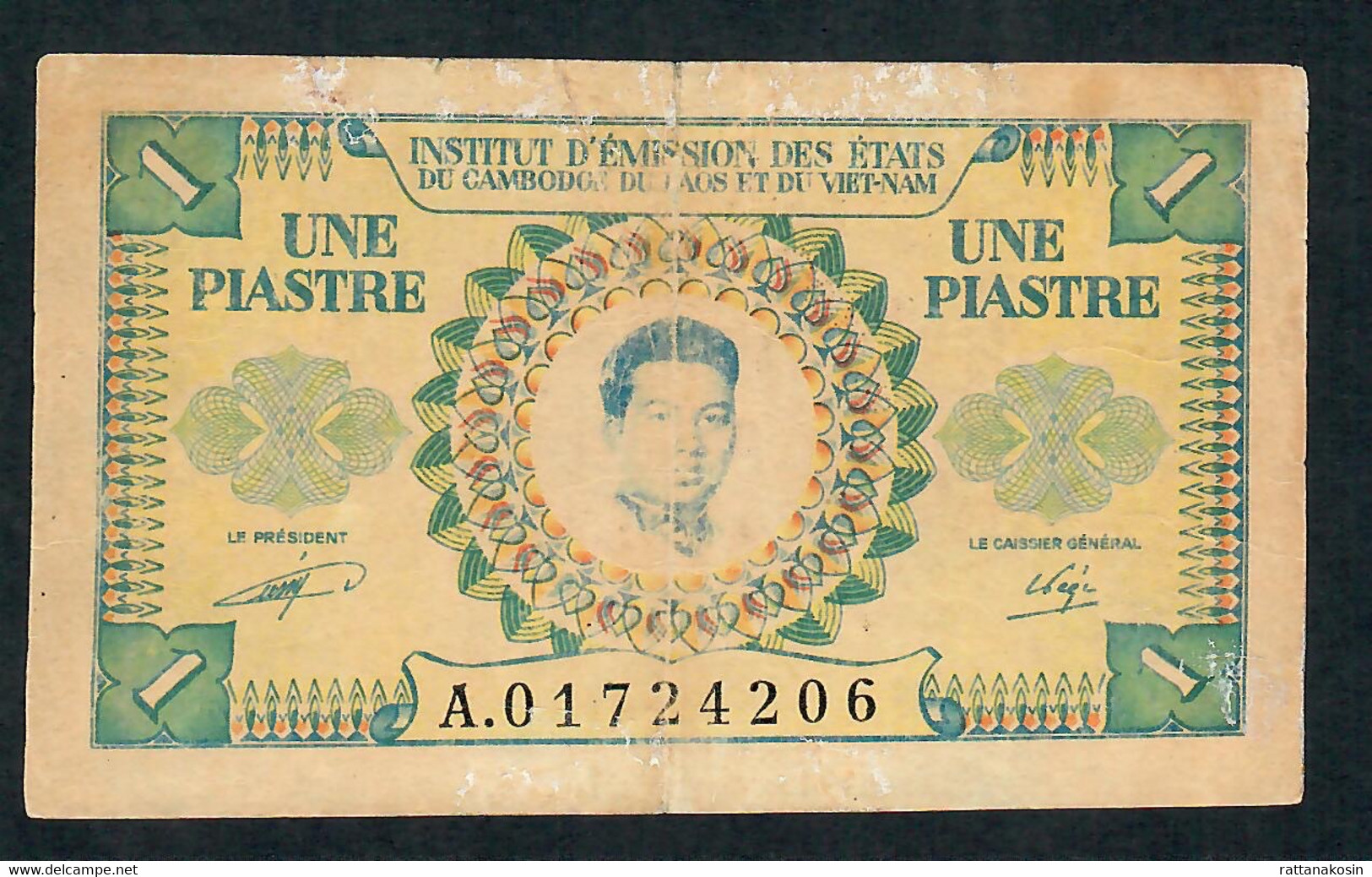 FRENCH INDOCHINA  P93  1  PIASTRE   1953       AVF   NO P.h. ! - Indochina