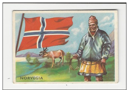 NORWAY NORGE NORVEGE NORVEGIA   Flag & Sketch -  Italian Old Picture-Card 1940´s Circa - Other & Unclassified