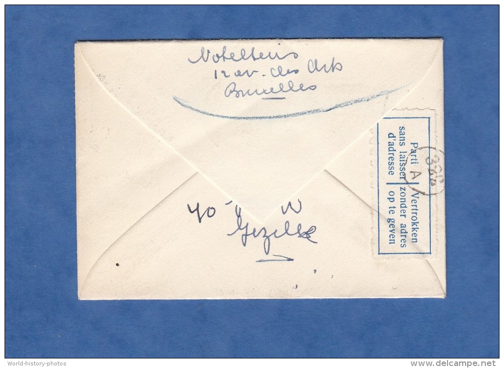 Enveloppe Ancienne - BRUXELLES - Cachet Retour à L´ Envoyeur - 1955 - Etiquette & Cachet Parti Sans Laisser D´adresse - Other & Unclassified