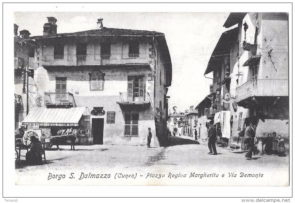 CPA De Borgo S. Dalmazzo Cuneo (Piemonte Italie): Piazza Regina Margherita E Via Demonte - Cuneo