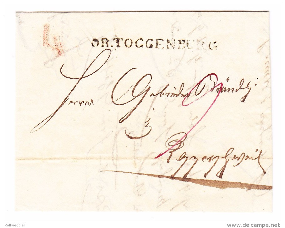 Heimat SG OB.TOGGENBURG Bezirksstempel Auf Brief 13.7.1830 Nach Brunnadern - ...-1845 Préphilatélie