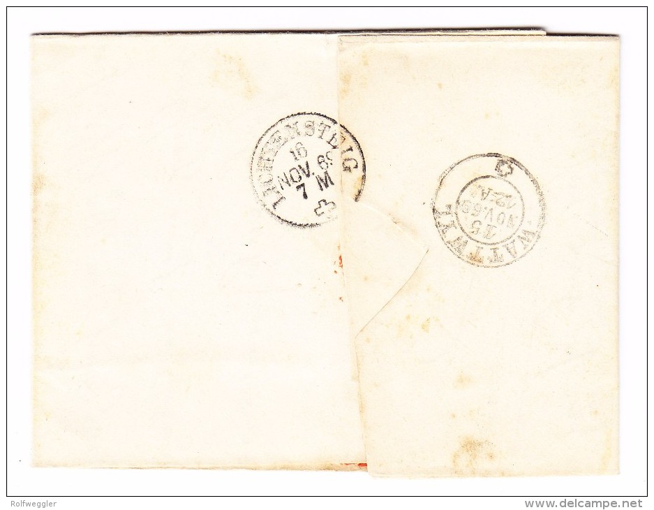 Heimat SG Alt St. Johann 15.11.1869 Mit 10Rp. Sitzende Helvetia Auf Brief Nach Lichtensteig - Lettres & Documents