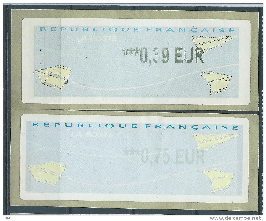 LSA Vignette D'affranchissement Bleu Avions Les 2 Types ** - 2000 « Avions En Papier »