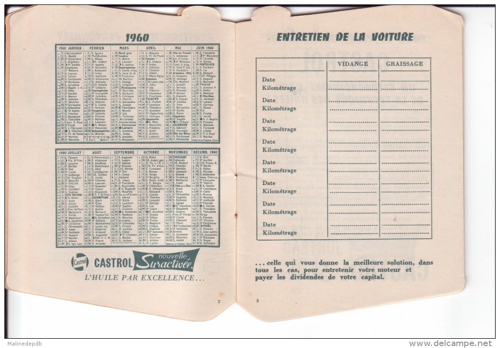 Calendrier Publicitaire 1960 Et 1961 Offert Par Les HUILES CASTROL - Petit Format : 1941-60