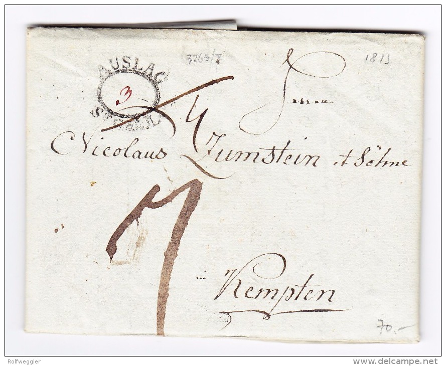 Heimat SG Auslag St. Gall Stempel Auf Brief 10.10.1813 Nach Kempten - Marcophilie