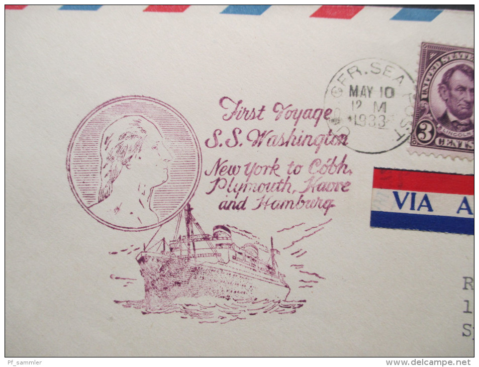 USA Brief Gestempelt U.S. Ger. Sea Post 1933 (US Germany Sea Post) First Voyage S.S. Washington New York - Hamburg - Briefe U. Dokumente
