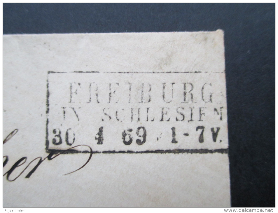 AD Nordd. Postbezirk 1869 Michel Nr. 4 EF Von Freiburg In Schlesien Nach Waldenburg. Interessanter Beleg!! - Brieven En Documenten