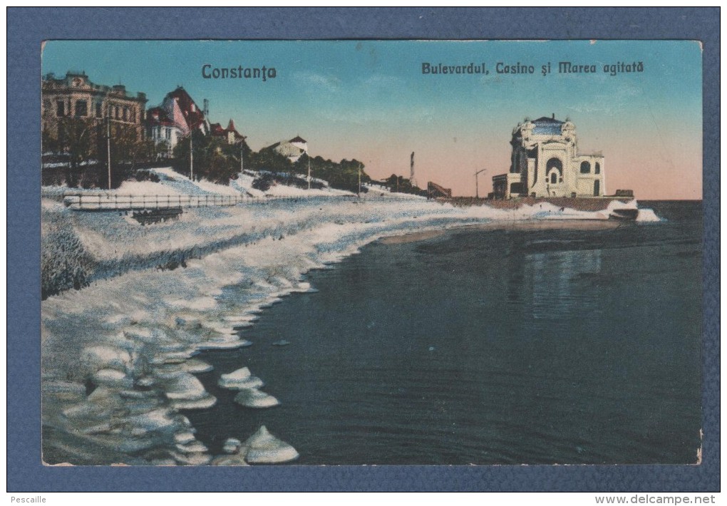 ROUMANIE ROMANIA - CP COLORISEE CONSTANTA - BULEVARDUL CASINO SI MAREA AGITATA - EDITURA G. T. CONSTANTA N° 588 - Roemenië