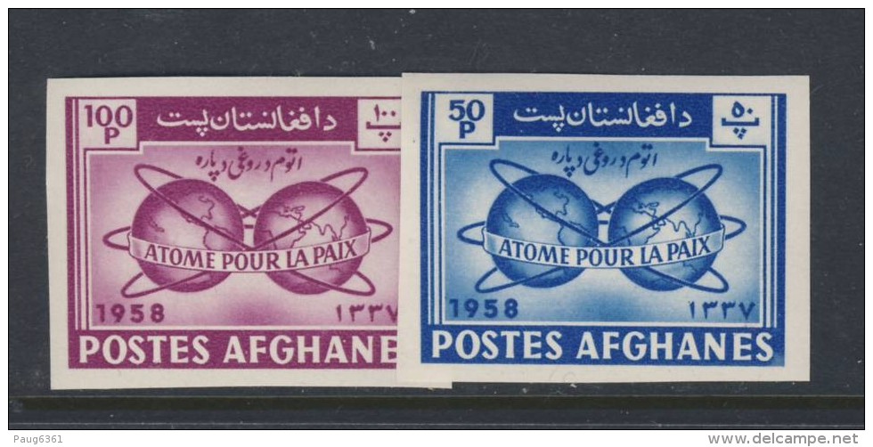 AFGHANISTAN 1958 ATOME POUR LA PAIX  NON DENTELES   YVERT  N°478/79  NEUF MNH** - Afghanistan