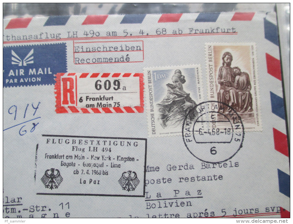 Erstflug / First Flight Bund / Berlin 1966 - 1971 insgesamt 82 Belege!! Viele schöne Stempel / Vermerke / Aufkleber!!