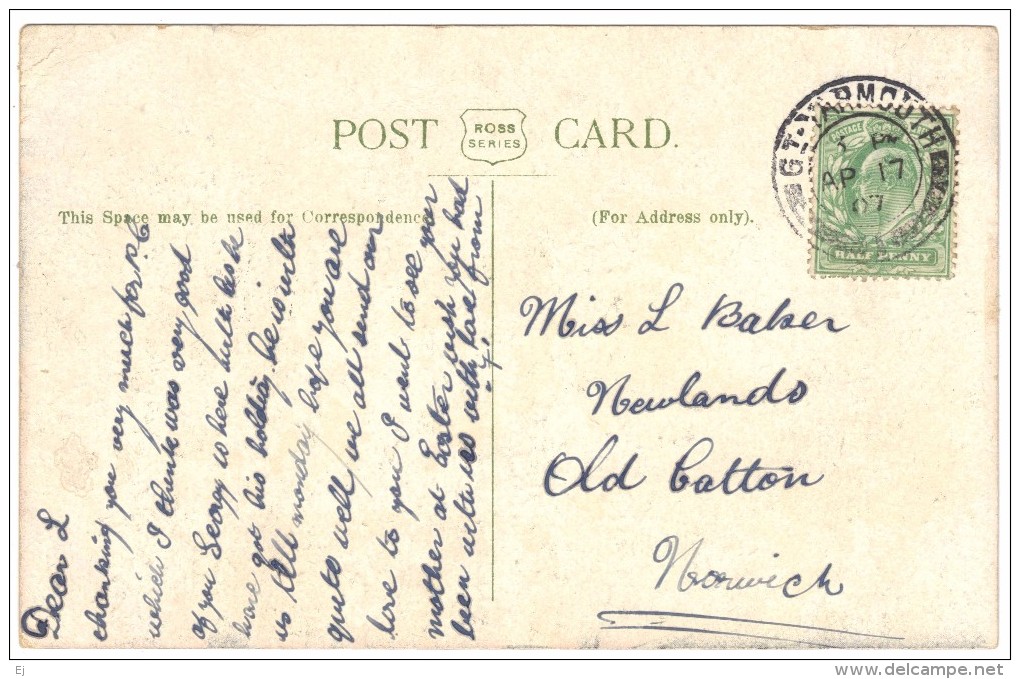 The Front, Great Yarmouth - Ross Series - Postmark 1907 - Great Yarmouth