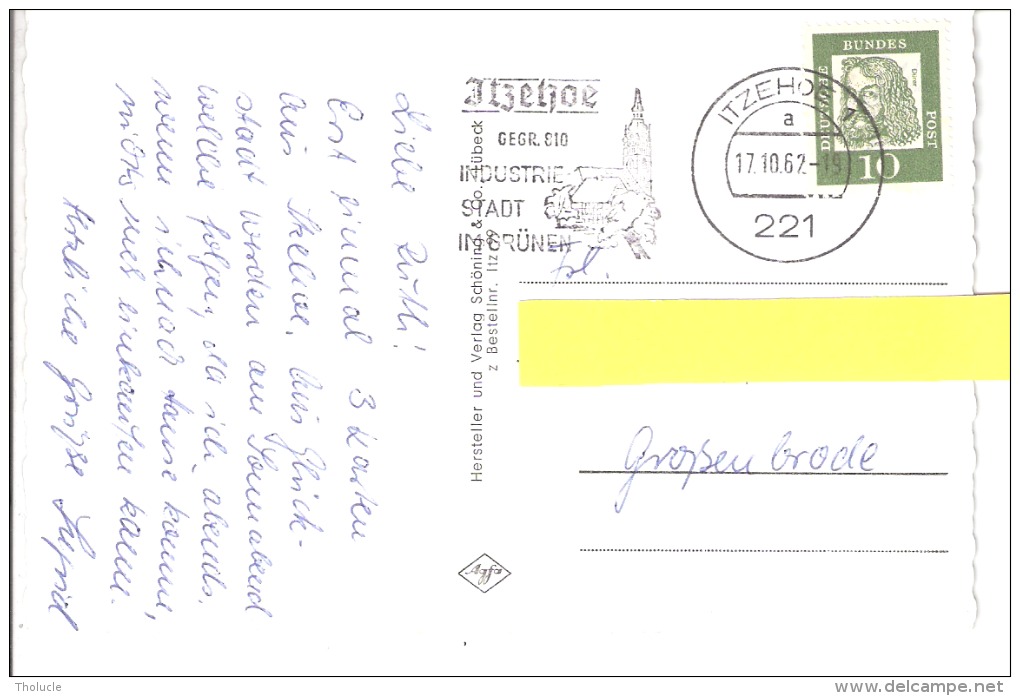 Gruss Aus Itzehoe (Schleswig-Holstein)-1962-Multivues-Belle Flamme Postale-Industrie Stadt Im Grünen (voir Scan) - Itzehoe