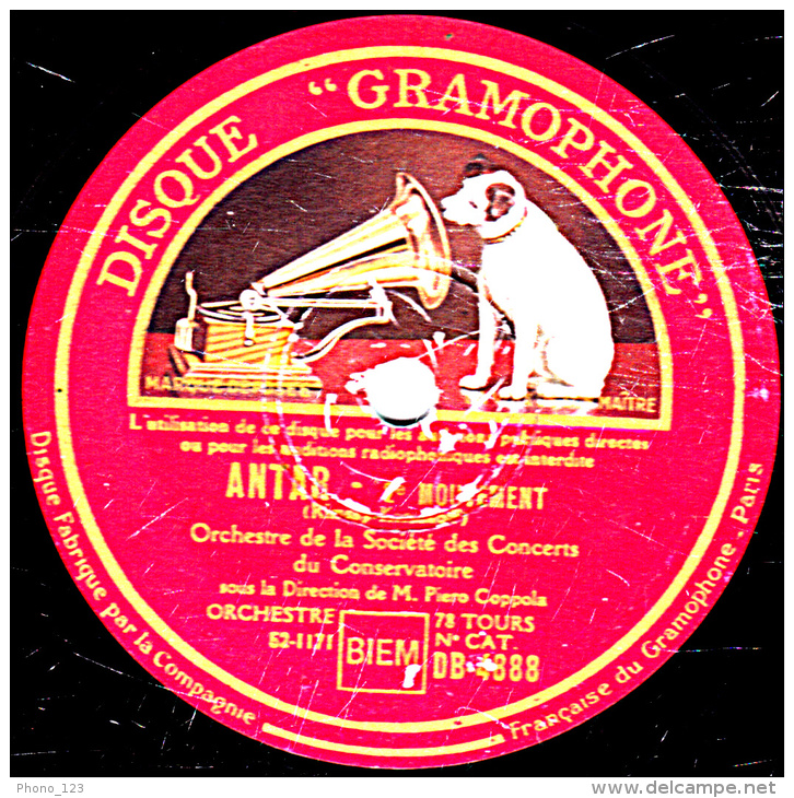 78 Trs - 30 Cm - état B -  ORCHESTRE Rimsky-Korsakoff  - ANTAR - 2e Mouvement - 3e Mouvement - 78 T - Disques Pour Gramophone