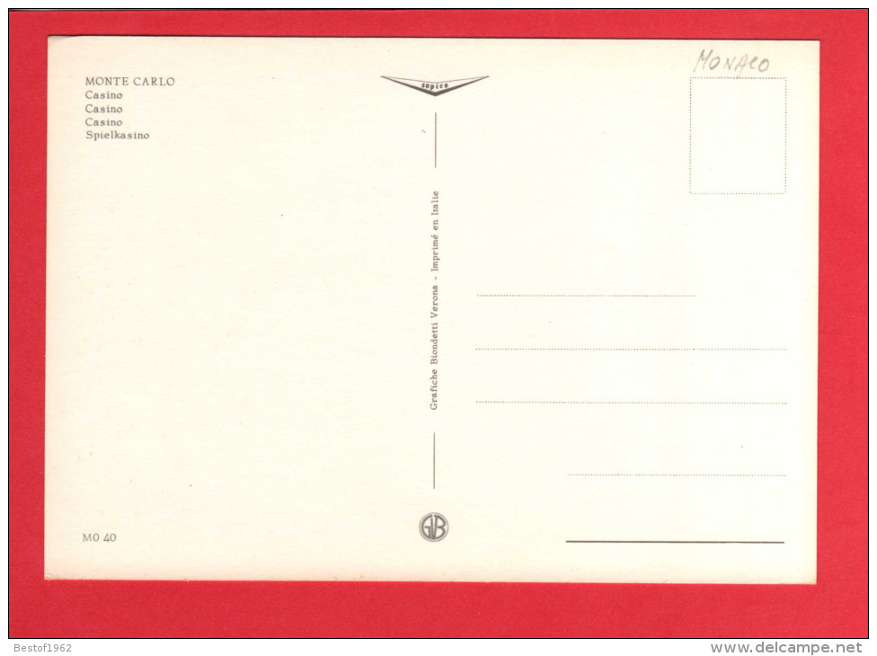 704 Cote D'Azur PRINCIPAUTÉ De MONACO , Monte Carlo , Le Casino - Otros & Sin Clasificación