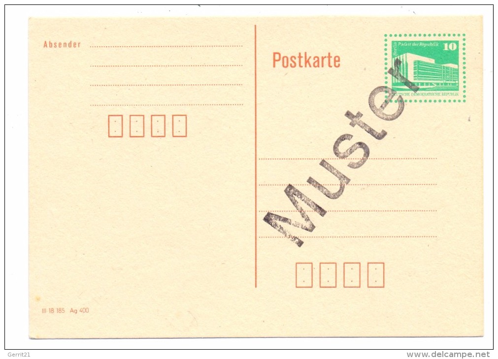 DDR - 1977, GA P 84, 10 Pfg. Bauwerke, Kleinformat - Muster - Postcards - Mint
