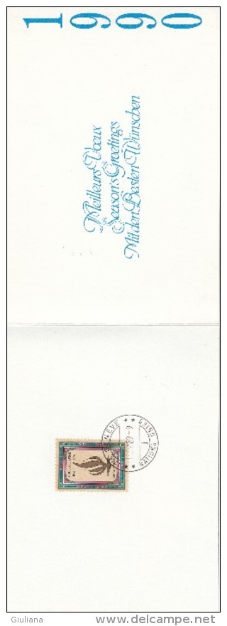 N.U. Ufficio Di Ginevra 1990 -Cartoncino Augurale 1990 Con Stamps Diritti Dell'uomo - Maximum Cards