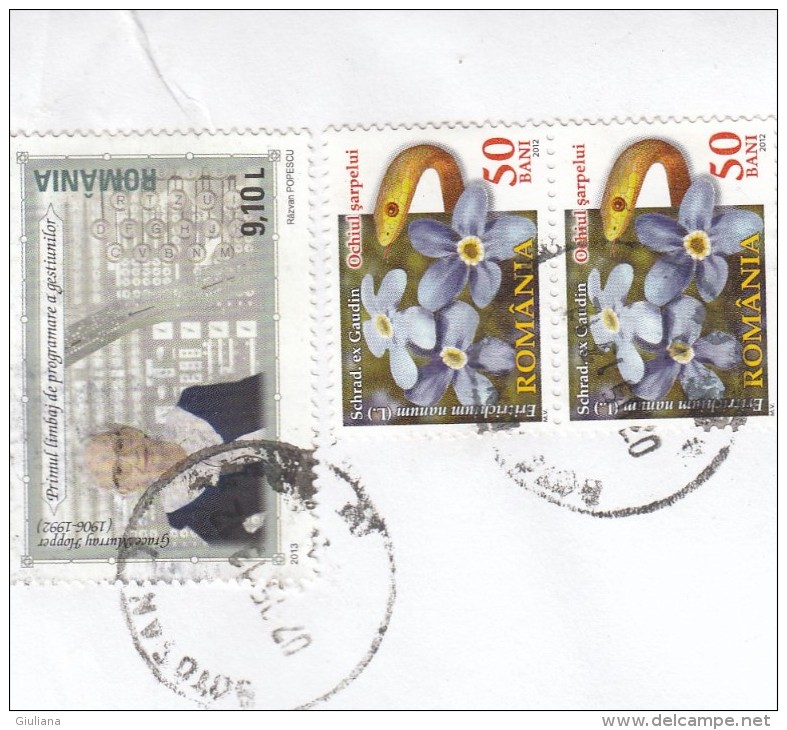 Romania 2013 -  Frammento Racc.    X L´Italia Affrancato  Con 3 Stamps - Postmark Collection