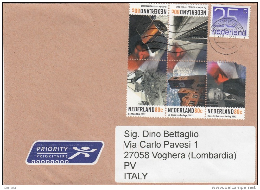 Olanda  2013 -  Lettera  X L´Italia Affrancata  Con 6 Stamps - Storia Postale