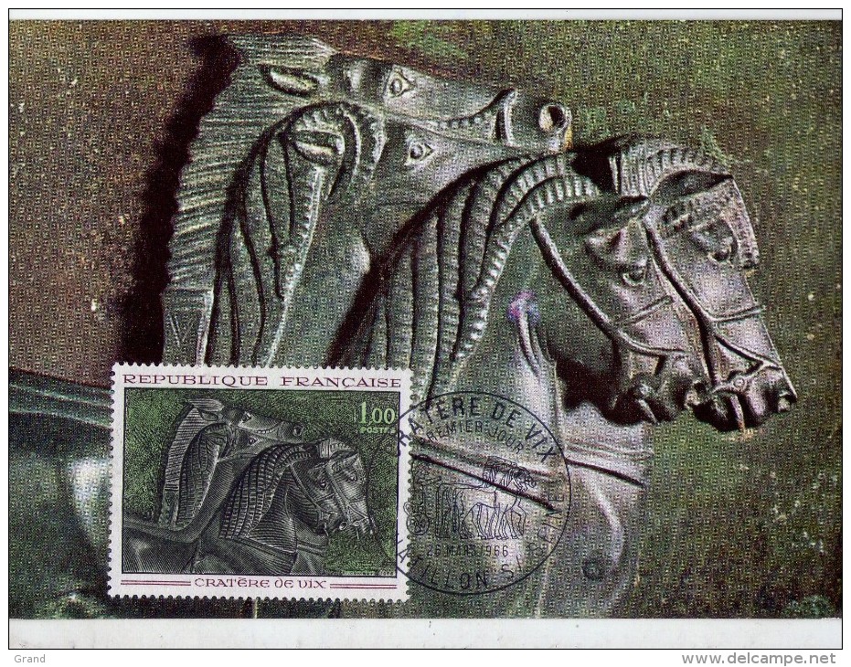Cratère De Vix-bronze-tête De Cheval- France-Carte Maximum-Valeur 20 Euro-Toutes Les Cartes Sont Différentes - Archaeology