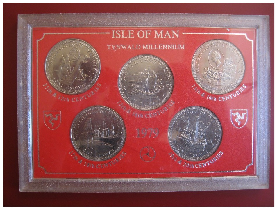 Isle Of Man 1979 5 Crown Coinage UNC Coin Set Tynwald Millennium Cased With  Info Card - Île De  Man