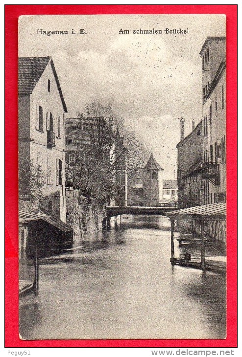 67. Haguenau. Passerelle Et Lavoirs Sur La Moder. Feldpost Hagenau Mars 1917. Censure Hagenau - Haguenau