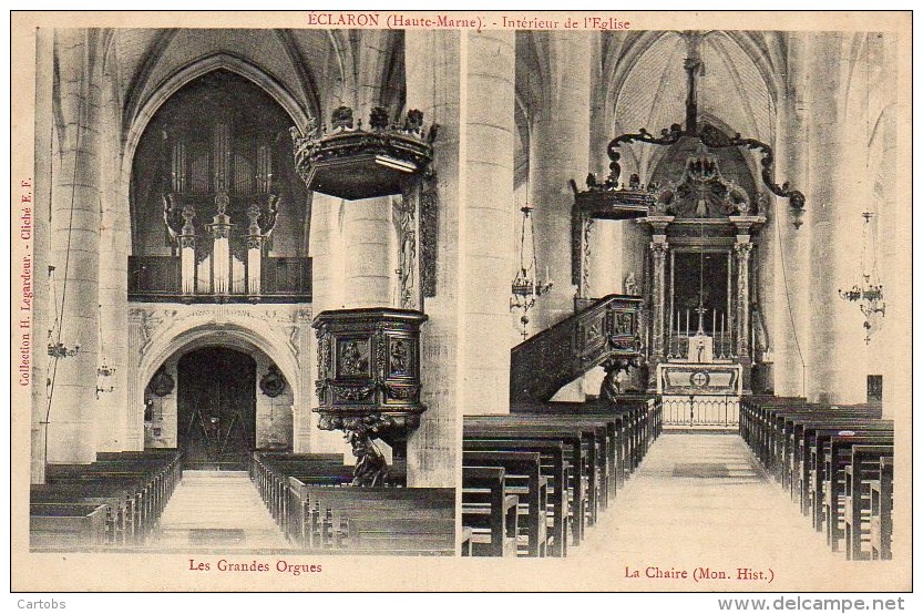 52 ECLARON  Intérieur De L'Eglise - Les Grandes Orgues , La Chaire - Eclaron Braucourt Sainte Liviere