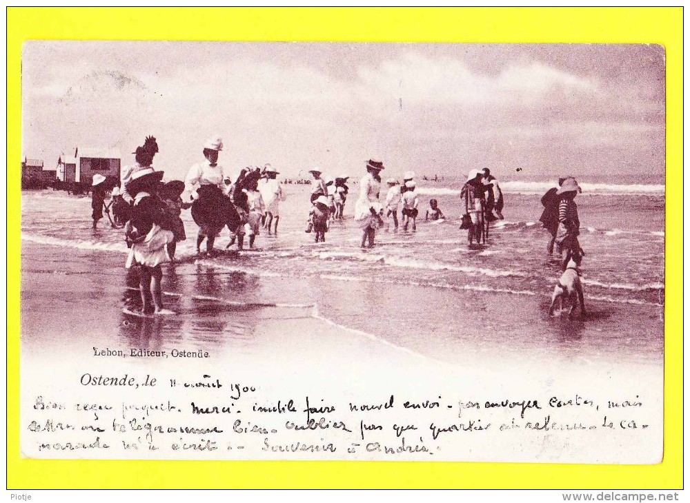 * Oostende - Ostende - Ostend (Kust - Littoral) * (Lebon éditeur Ostende) Plage, Beach, Strand, Animée, 1900, Chien, Dog - Oostende