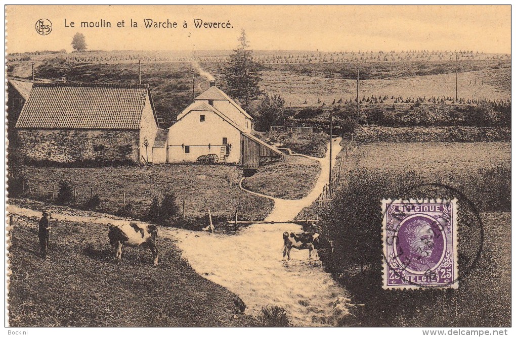 Wevercé - Le Moulin Et La Warche à Wevercé  Carte Animée Avec Personnage Et Vache - Butgenbach - Buetgenbach