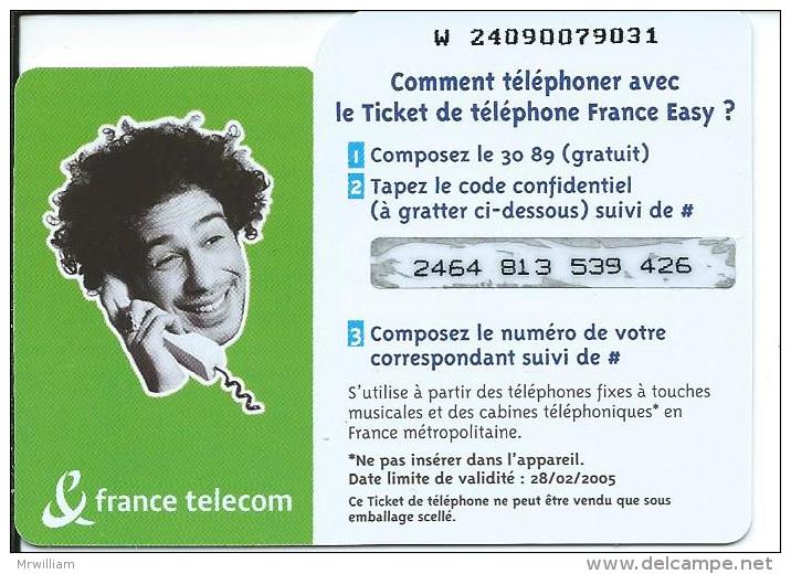 Le TICKET De TELEPHONE (France Telecom) France Easy "Payez à La Seconde,pas à La Minute", Homme, 2005 - FT Tickets