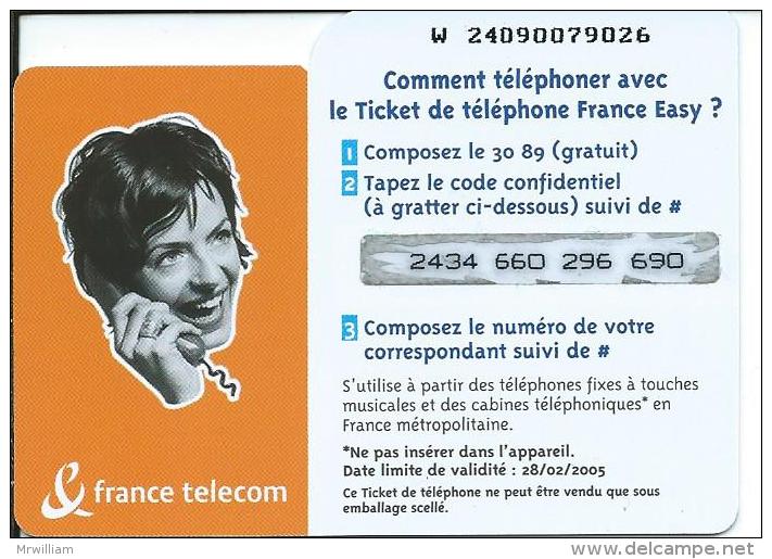 Le TICKET De TELEPHONE (France Telecom) France Easy "Payez à La Seconde,pas à La Minute", Femme, 2005 - FT Tickets