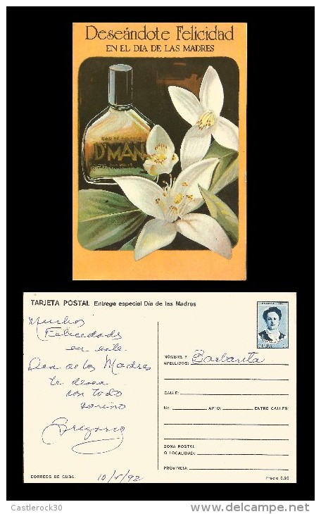E)1992 CUBA, MOTHER'S DAY, BOTTLE, FLOWERS, ANA BETANCOURT, PATRIOT, POSTCARD - Autres & Non Classés