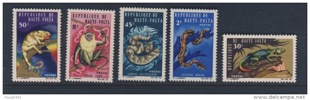 HAUTE VOLTA 1966 SERPENTS-SINGES  YVERT N°161-165/168  NEUF MNH** - Snakes
