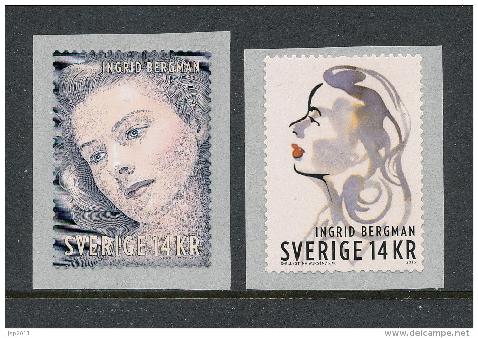 Sweden 2015 Facit # 3081-3082a. Ingrid Bergman. Set Of 2 Single Coils (Type 1 And Type 2). MNH (**) - Unused Stamps