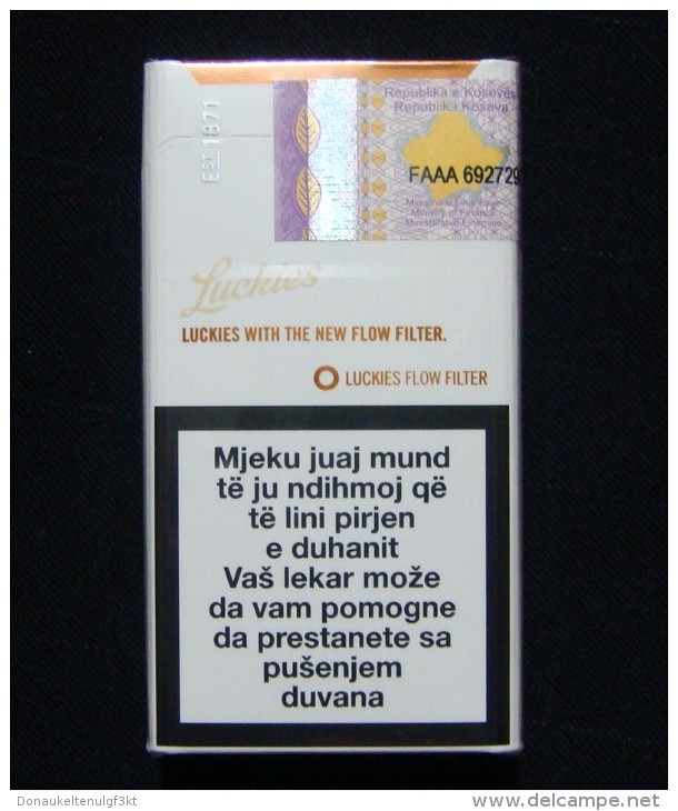 KOSOVO (SERBIA) LUCKY STRIKE RESIZED SEALED UNOPENED HARD PACK, USA CIGARETTES KOSOVO EDITION WITH FISCAL REVENUE STAMP. - Other & Unclassified