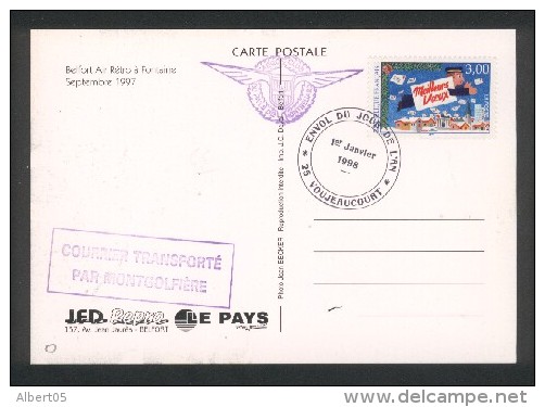 25 - Voujeaucourt - 1er Janvier 1998 - Courrier Transporté Par Montgolfière - - Montgolfières