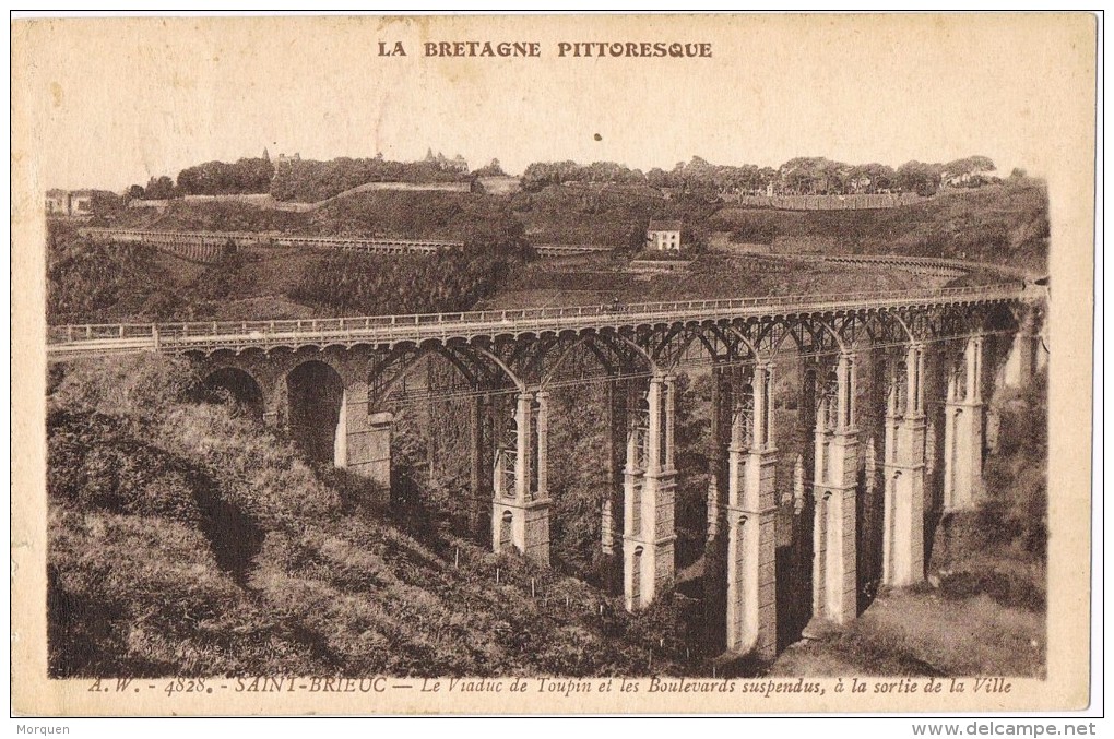 16874. Postal PLERIN (Cotes Du Nord) 1938. Saint Brieuc, Viaducte De Toupin - Cartas & Documentos