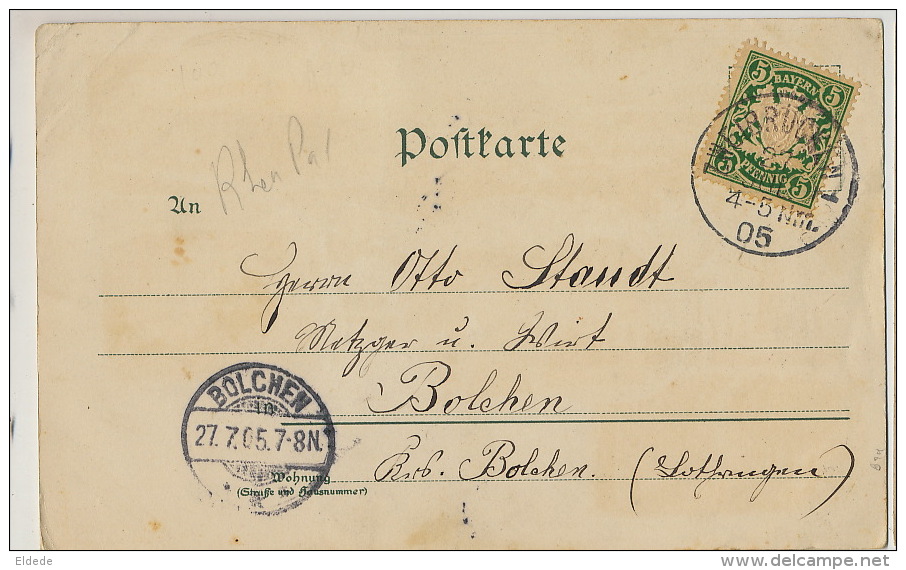 Gruss Aus Zweibrucken Litho Ottmar Zieher Used 1905 Bayern Stamp To Bolchen - Zweibruecken