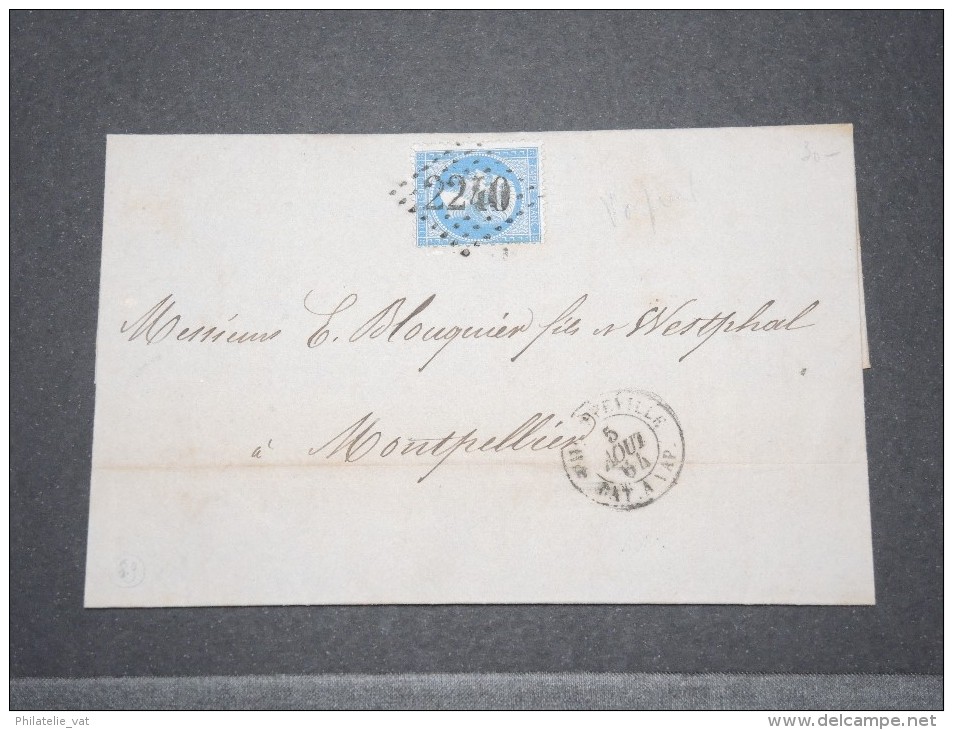 FRANCE - ALGERIE - Env De Philippeville Pour Montpellier - Bateau à Vapeur - Août 1864 - A Voir - P16873 - Autres & Non Classés