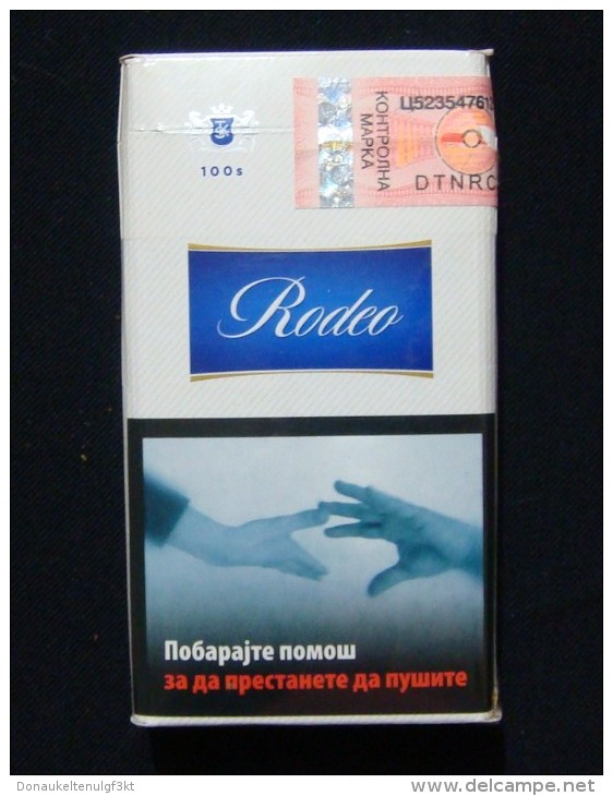 MACEDONIA RODEO 100s EMPTY HARD PACK, MACEDONIAN CIGARETTES WITH FISCAL REVENUE STAMP. - Empty Tobacco Boxes