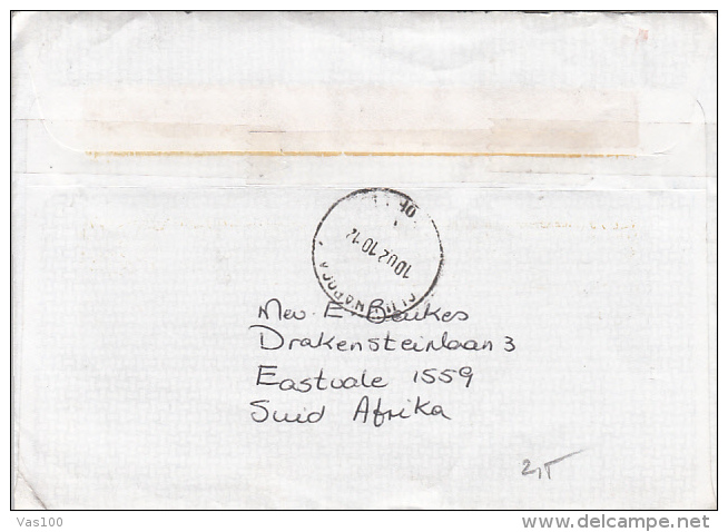 TRIGGERFISH, BEE-EATER, STAMPS ON COVER, 2010, SOUTH AFRICA - Cartas & Documentos